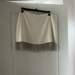 White skirts with diamond stud fringe